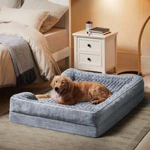 Pets Grey Short plush Velvet Dog Bed with Waterproof Lining & Non-Skid Bottom